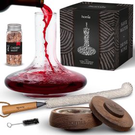 2in1 Decanter Set Whisky and Wine Wooden Smoker 60 fl oz Glass Decanter Scotch Bourbon Red Wine Handmade Decanter Set Gift for Men