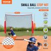 VEVOR Barricade Backstop Net, 7x7 ft Ball Sports Barrier Netting, Portable Practice Equipment with Carry Bag