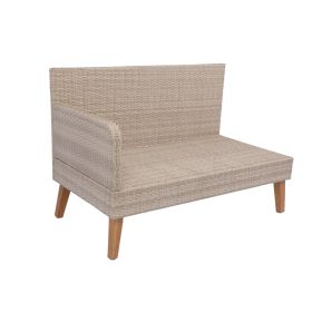 3pc Patio Sectional Wicker Rattan Sofa Set - Natural Yellow   Dark Grey (Color: DARK GREY)