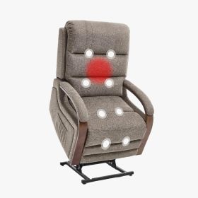 Recliner Chair for Adults, Massage Fabric Small Recliner Home Theater Seating with Lumbar Support (Main Color: Brown, Main Material: Wood+Fabric)
