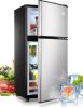 KRIB BLING 3.5Cu.Ft Compact Refrigerator Mini Fridge with Freezer, Small Refrigerator with 2 Door, 7 Level Thermostat Removable Shelves for Kitchen
